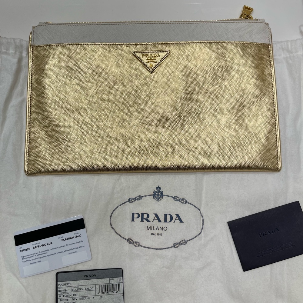 Prada gold clutch bag